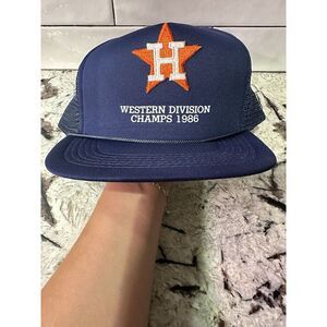 HOUSTON ASTROS Vintage Hat 1986 WEST DIVISION CHAMS STAR Mesh Trucker Snapback